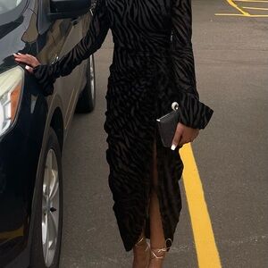 Elegant Black Zebra Print Dress